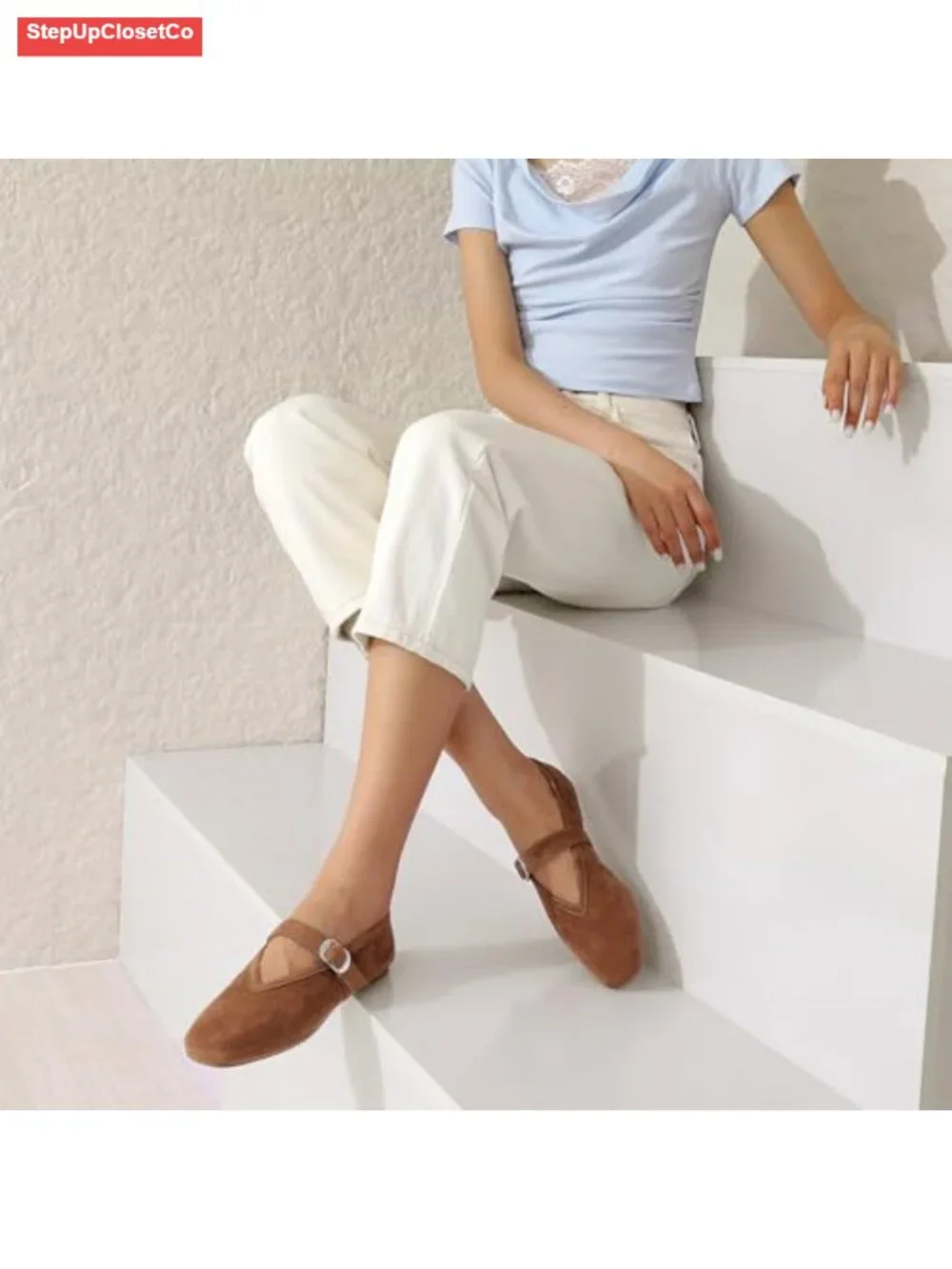 Foldable Ballet Flats Women Mary Jane Round Toe Dress Shoes Slip-On Comfort